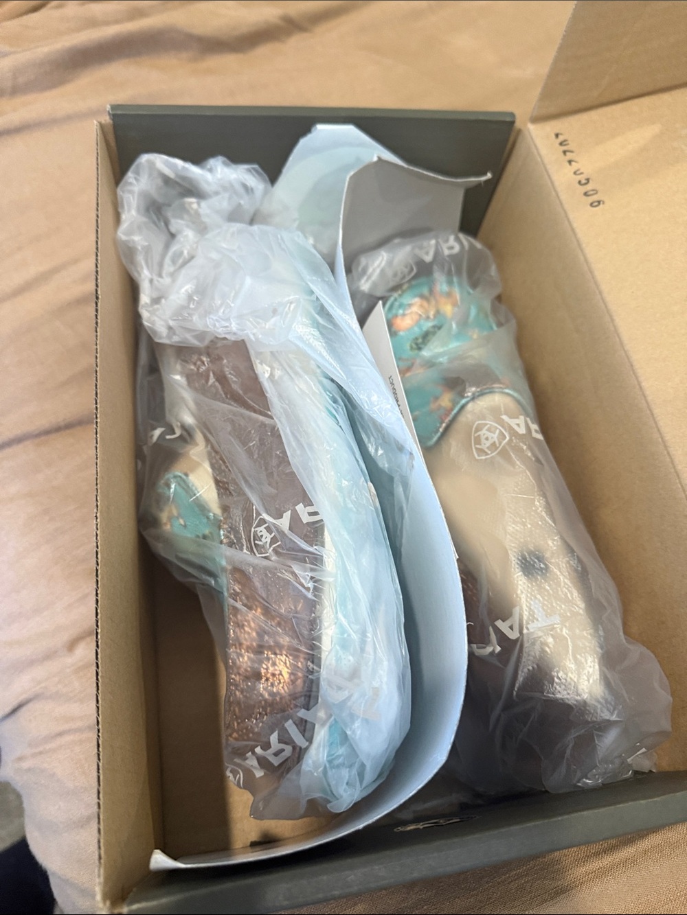 Ariat Turquoise and Brown Western Boots